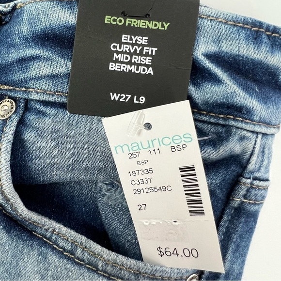 NWT SILVER ELYSE Womens Blue Jean Bermuda Shorts Sz W27 (3/4) Curvy Fit Mid-Rise - Picture 6 of 14